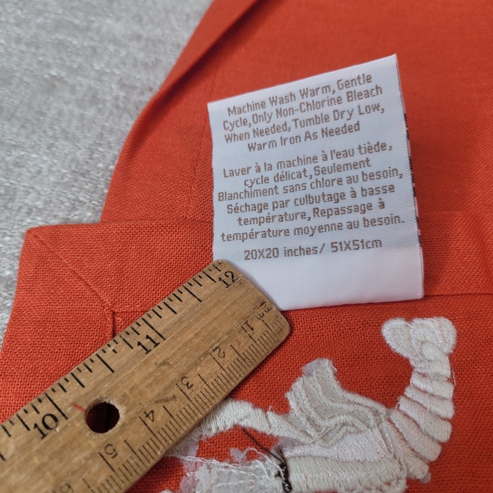 Williams Sonoma Embroidered Lobster 20x20 100% Cotton Napkins Set of 8 NEW - Picture 5 of 8